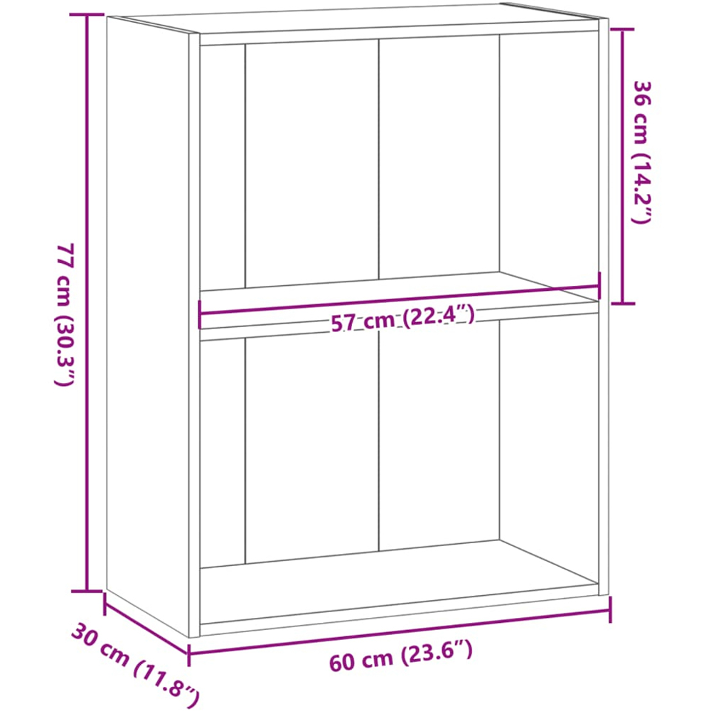 vidaXL 2 Shelf Smoked Oak Bookcase Image 9