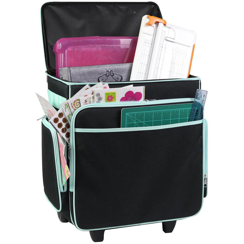 Everything Mary EVM12855-1 Black and Mint Craft Trolley Bag 35.5 x 20.3 x 38.7cm Image 7