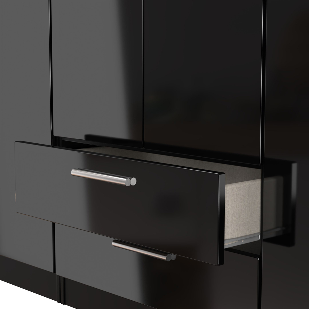 Crowndale Knightsbridge 6 Door 2 Drawer Black Gloss and Black Tall Wardrobe Ready Assembled Image 8