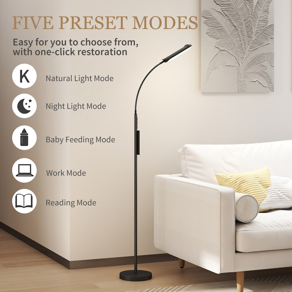 HOMCOM Black LED Adjustable Floor Lamp with Magnetic Remote Image 8