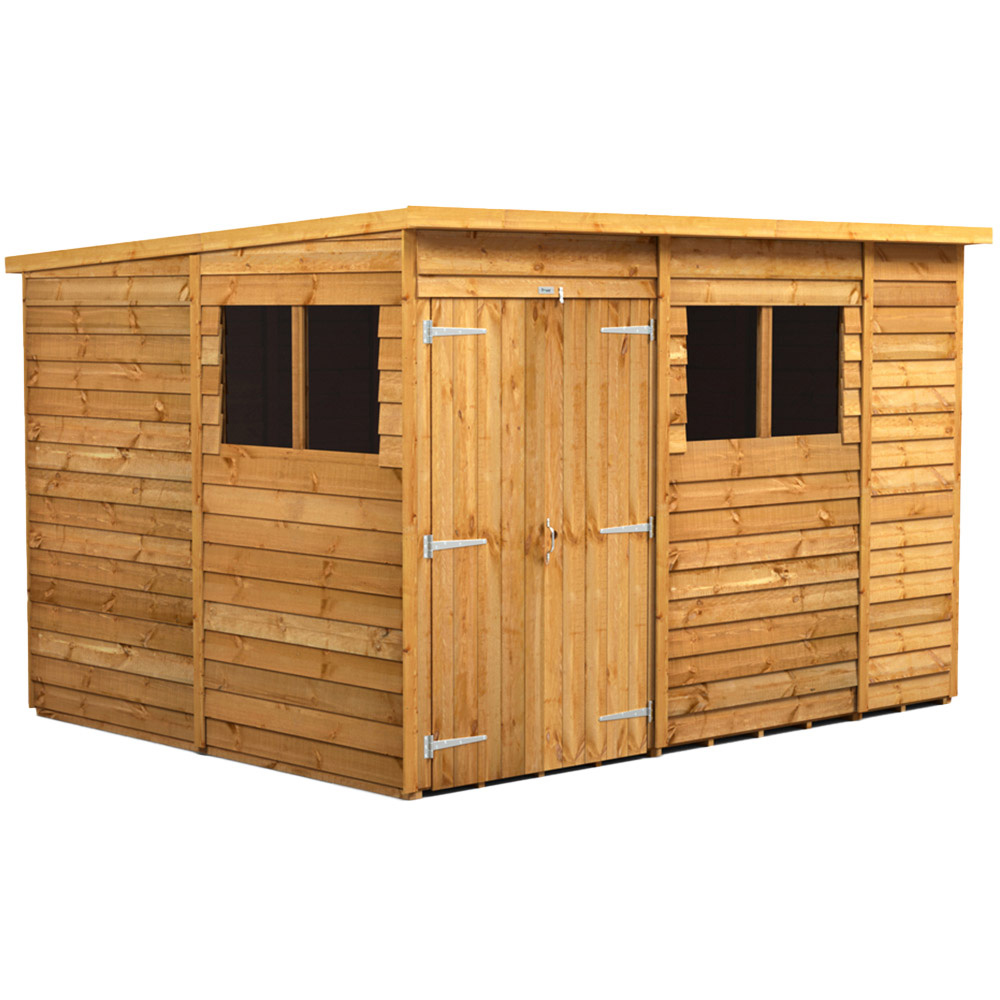 Power Sheds 10 x 8ft Double Door Overlap Pent Wooden Shed with Window Image 1