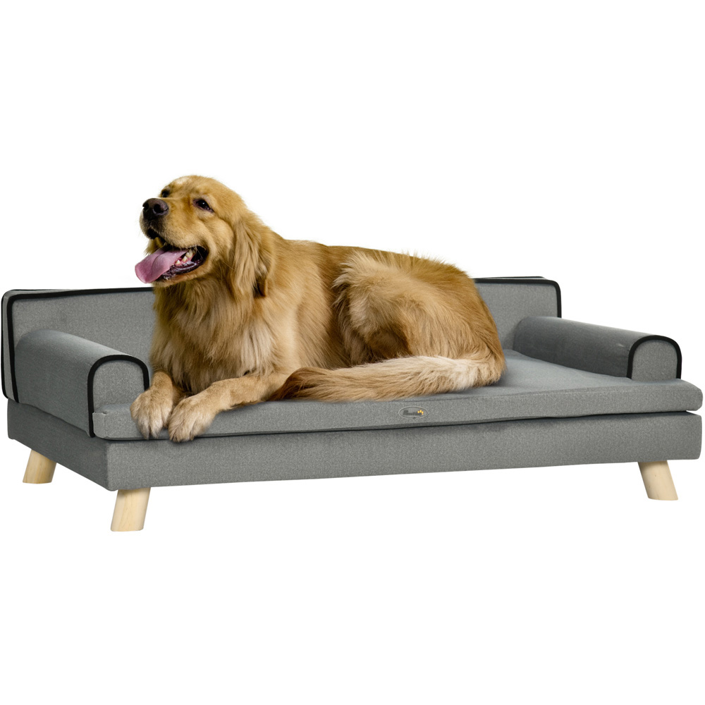 PawHut Grey Large and Medium Dogs Fabric Pet Sofa Image 3