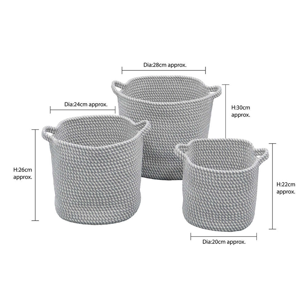 JVL Edison Cotton Rope Storage Basket 3 Pack Image 7