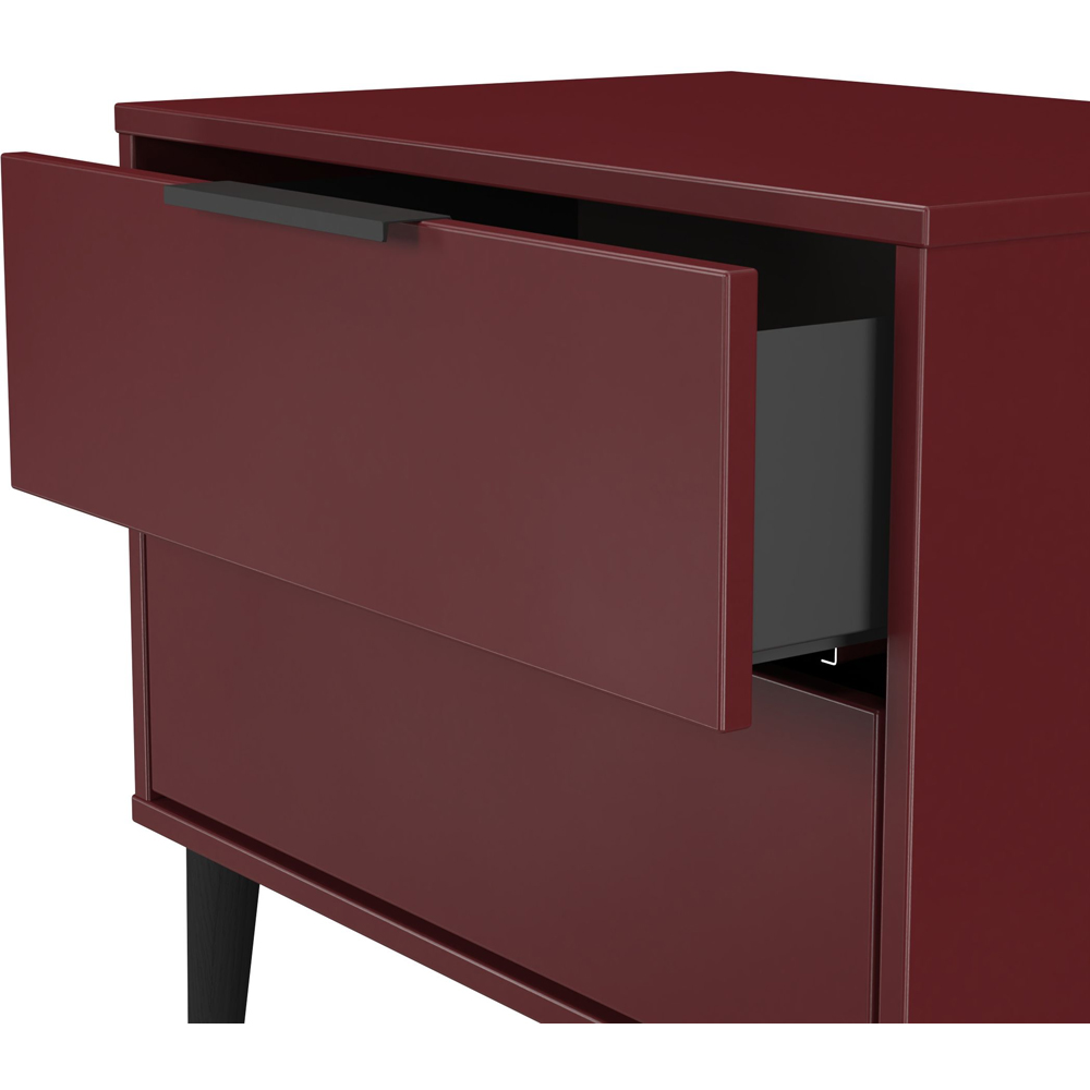 Crowndale Hong Kong 2 Drawer Red Matt Side Table Ready Assembled Image 6