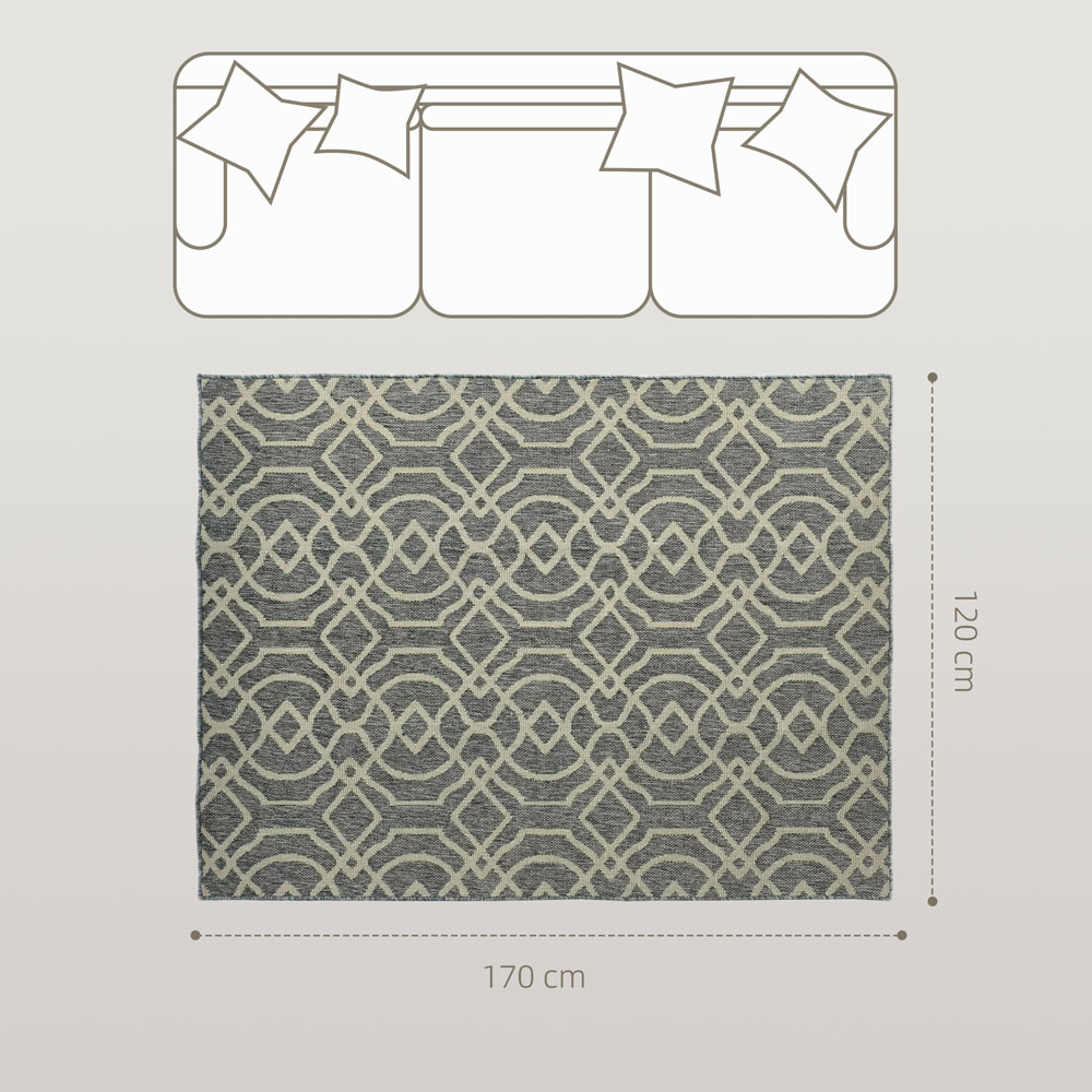 HOMCOM Grey Geometric Pattern Allergy Friendly Rug 170 x 120cm Image 9