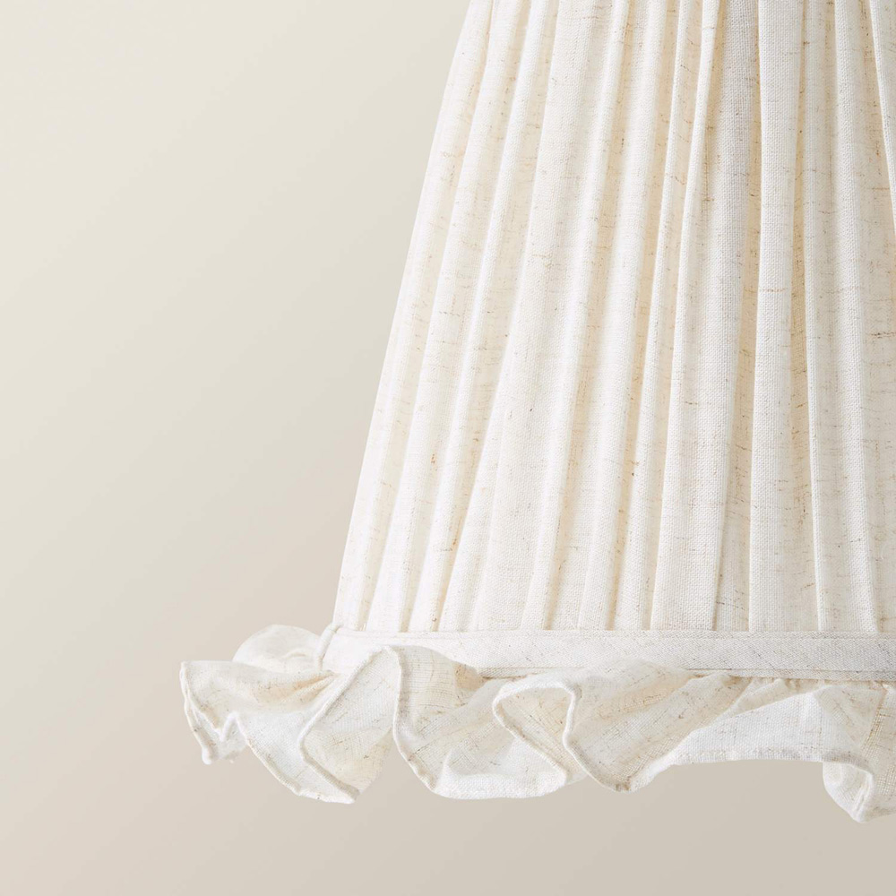 ValueLights Faye Linen Tapered Ruffle Detail Trim Easy Fit Pendant Shade 40cm Image 4
