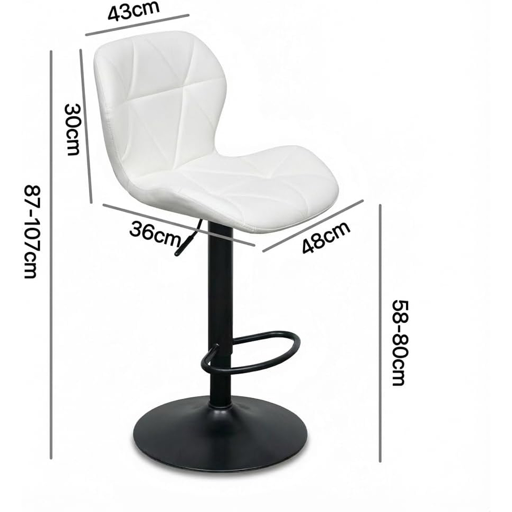 Alivio White Faux Leather Height Adjustable Swivel Bar Stool Set of 2 Image 9