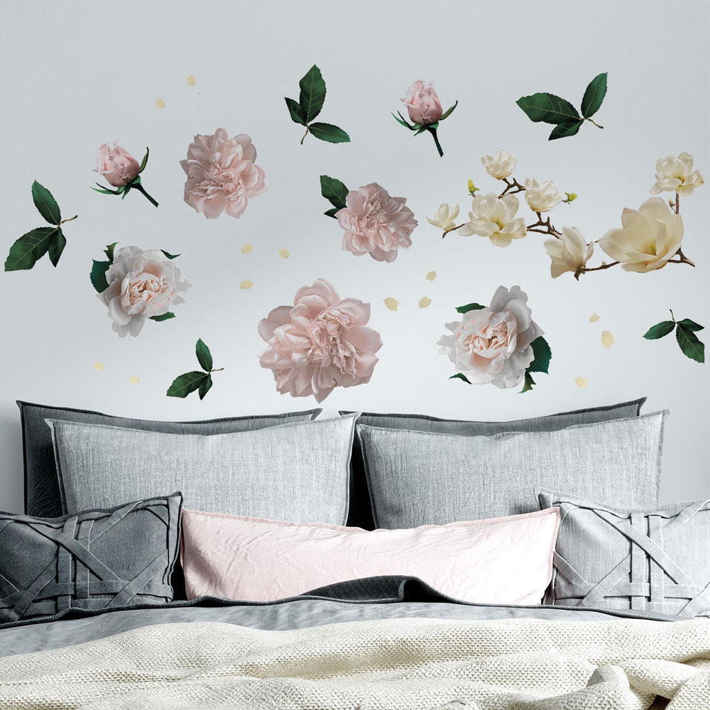 Walplus Flower Theme White Magnolia with Roses Wall Stickers Image 3