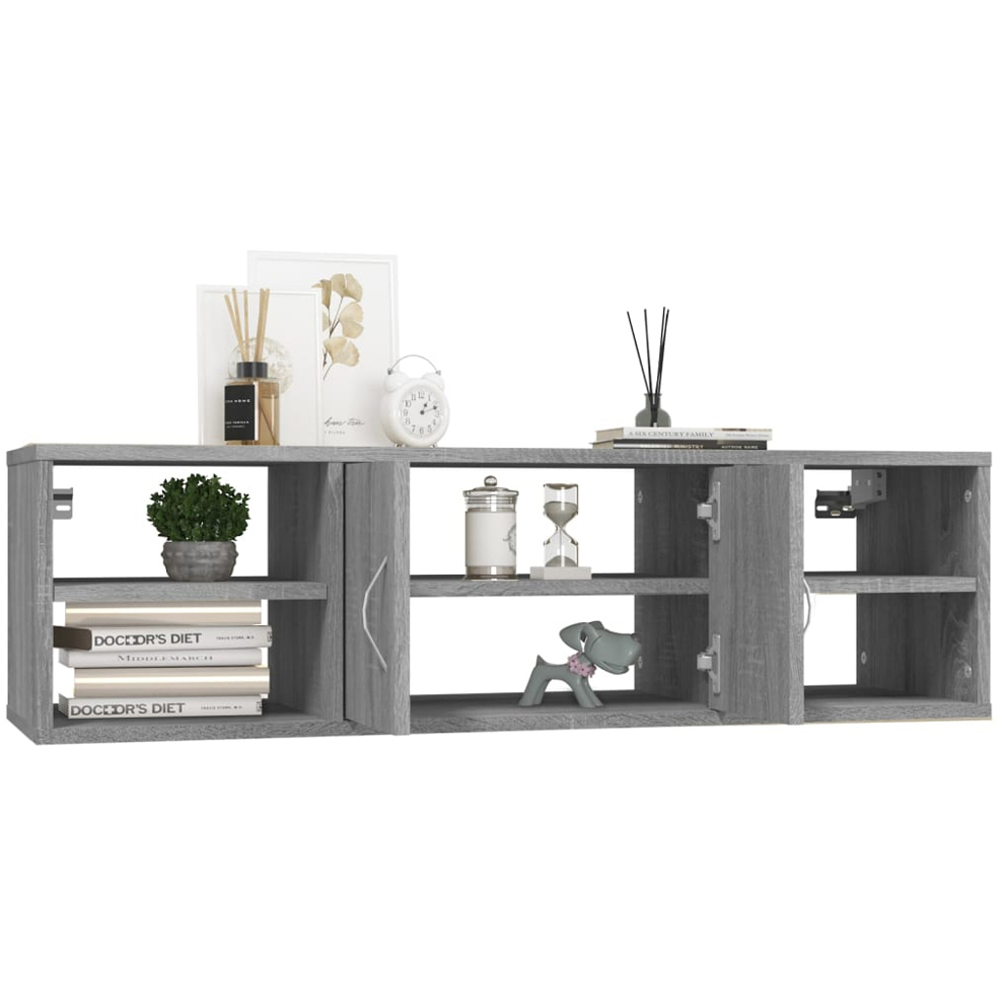 vidaXL 2 Door 4 Shelf Grey Sonoma Wall Shelf Image 3