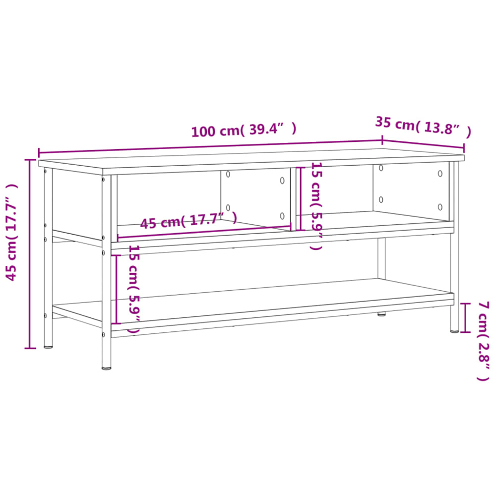 vidaXL 3 Shelf Sonoma Oak TV Cabinet Image 9