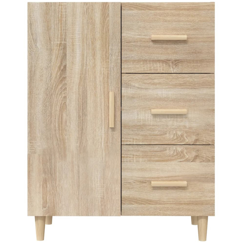 vidaXL Single Door 3 Drawer Sonoma Oak Sideboard with Wooden Legs Image 5