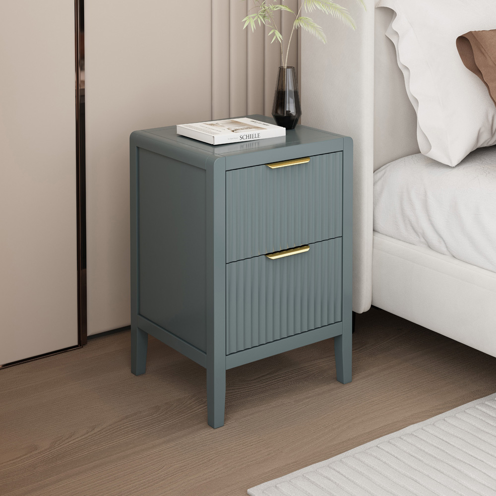 Castel 2 Drawers Grey Bedside Table Image 7