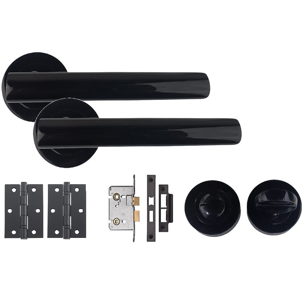 Golden Grace Metallic Black T-Bar Bathroom Door Handle Set Image 1
