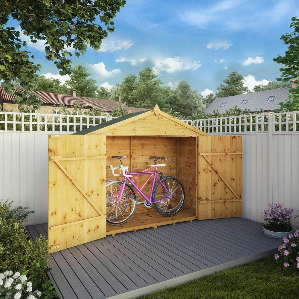 Mercia 3 x 7ft Double Door Tongue and Groove Apex Bike Shed Image 2