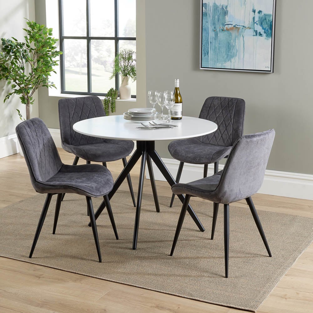 Core Products Aspen 4 Seater Round Dining Set White and Grey Image 4