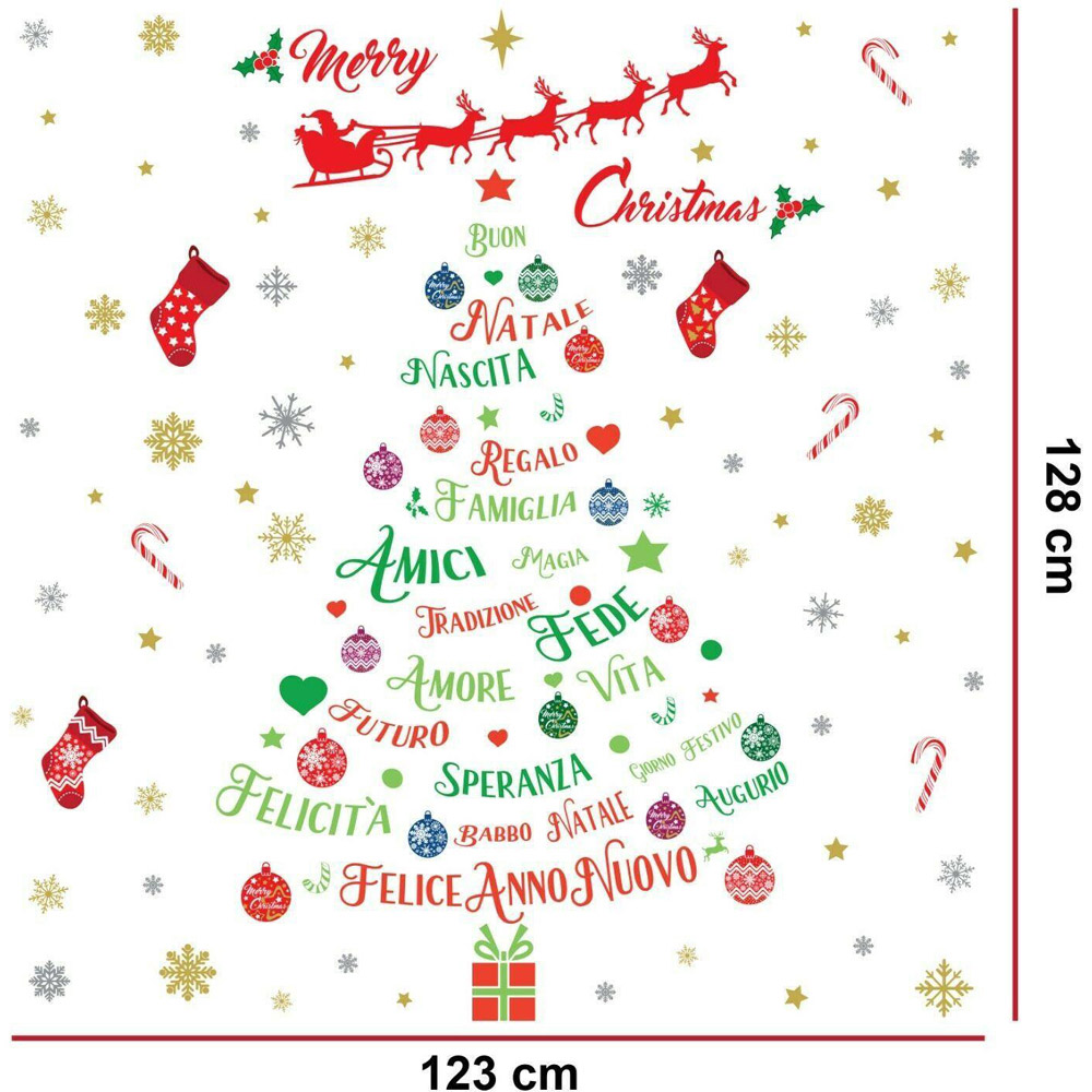 Walplus Italian Quotes Christmas Tree and Decorations Self Adhesive Wall Sticker Image 4
