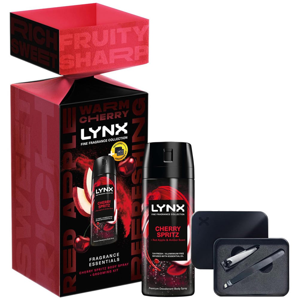 Lynx Fine Fragrance Cherry Spritz Scent Bodyspray with Grooming Kit Gift Set 3 Pack Image 2