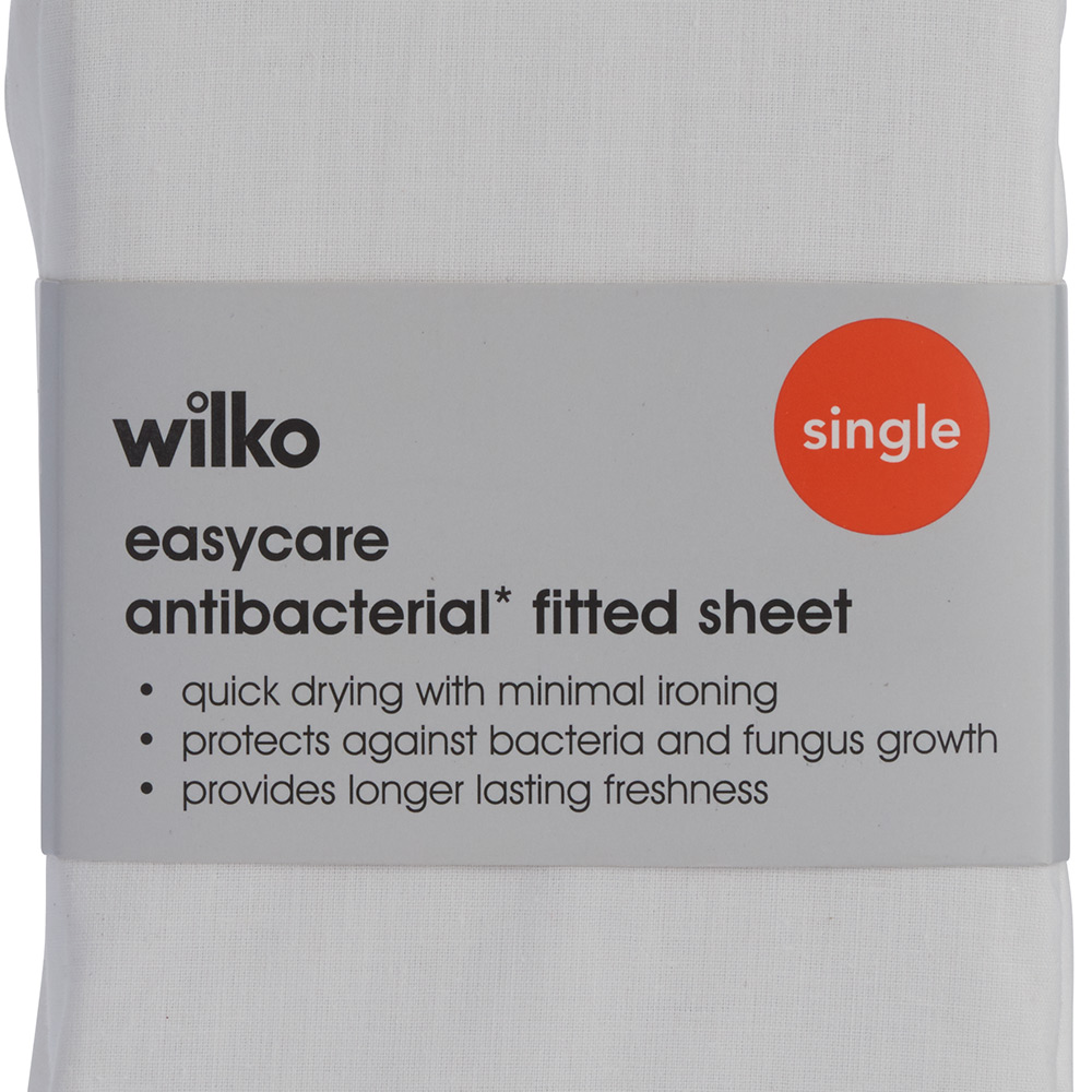 Wilko Single White Anti-bacterial Fitted Bed Sheet Image 5