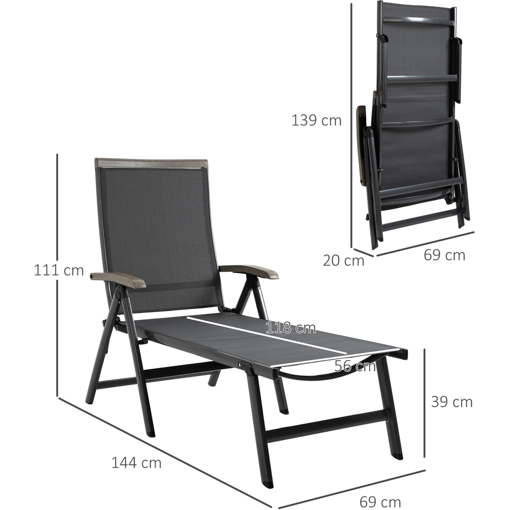 Outsunny Grey Chaise Adjustable Sun Lounger Image 8