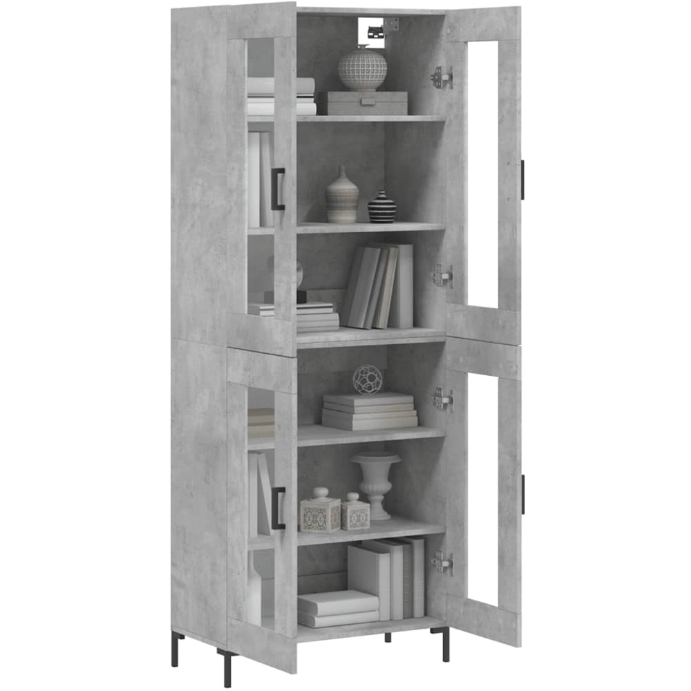vidaXL 4 Glass Door Concrete Grey Highboard Image 3