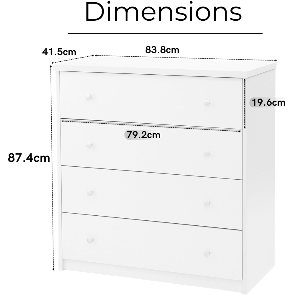 Core Products Erin 4 Drawer White Finish Chest of Drawers  Image 9