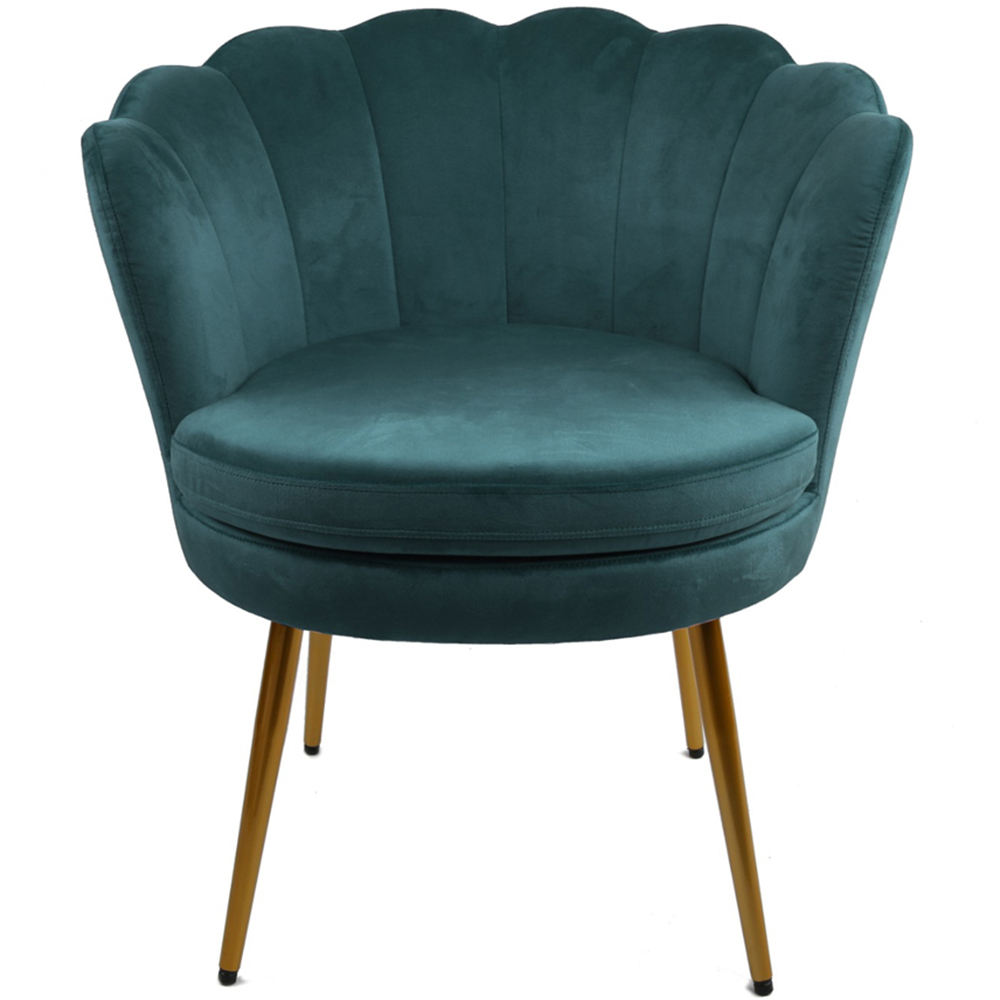 Flora Teal Velvet Petal Back Armchair Image 2