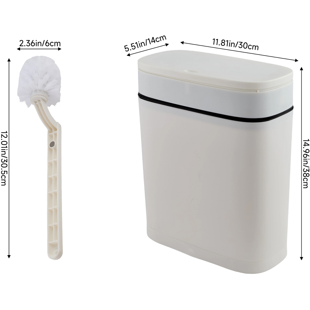 Living and Home 2-in-1 White Toilet Brush and Rubbish Bin Set 12L Image 9