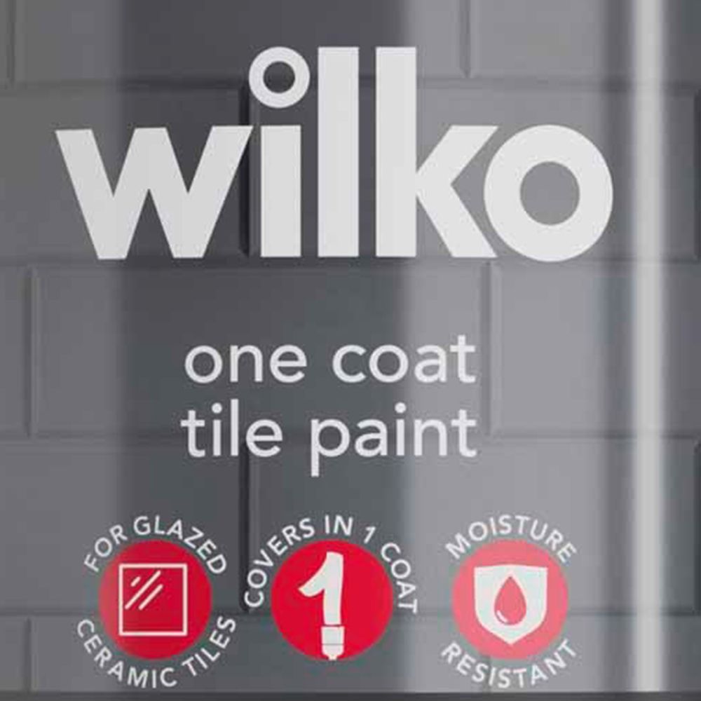 Wilko One Coat Black Tile Gloss Paint 750ml Image 3