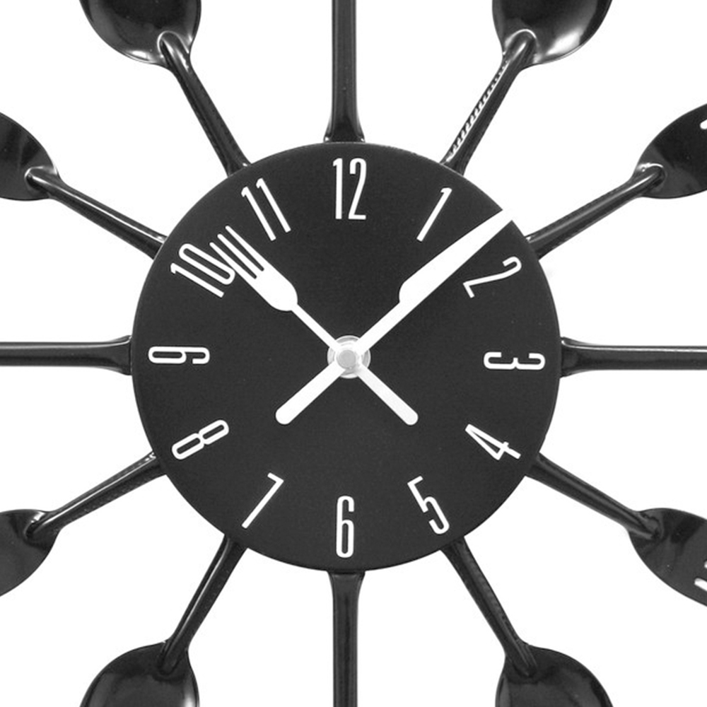 Premier Housewares Black Cutlery Metal Wall Clock Image 2