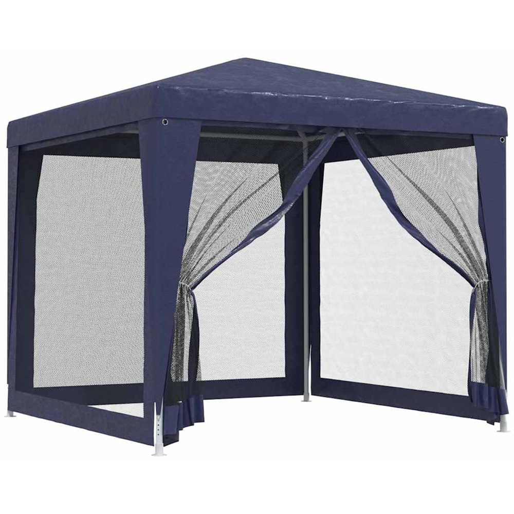 vidaXL 3 x 3m Blue Party Tent with 4 Mesh Sidewalls Image 2