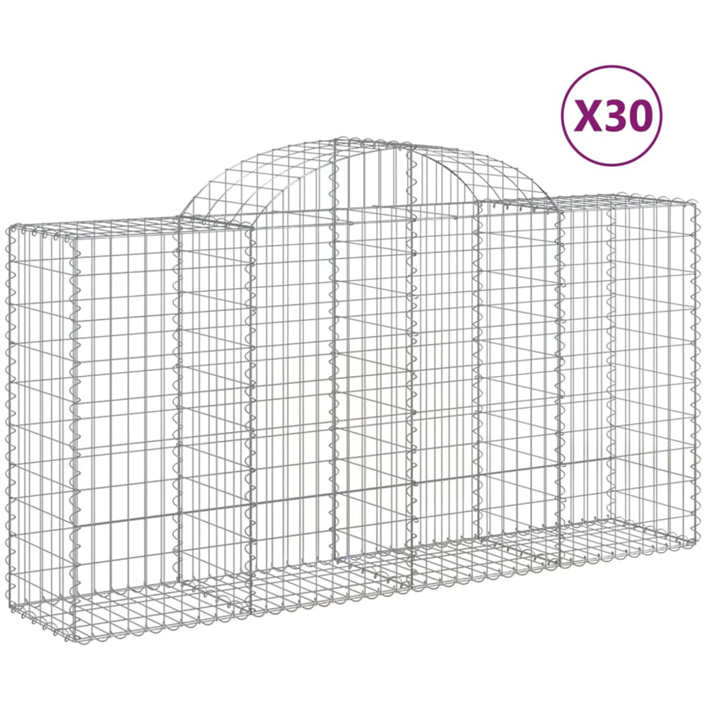 vidaXL Silver Galvanised Iron Gabion Basket 200 x 50 x 100/120cm 30 Pack Image 4