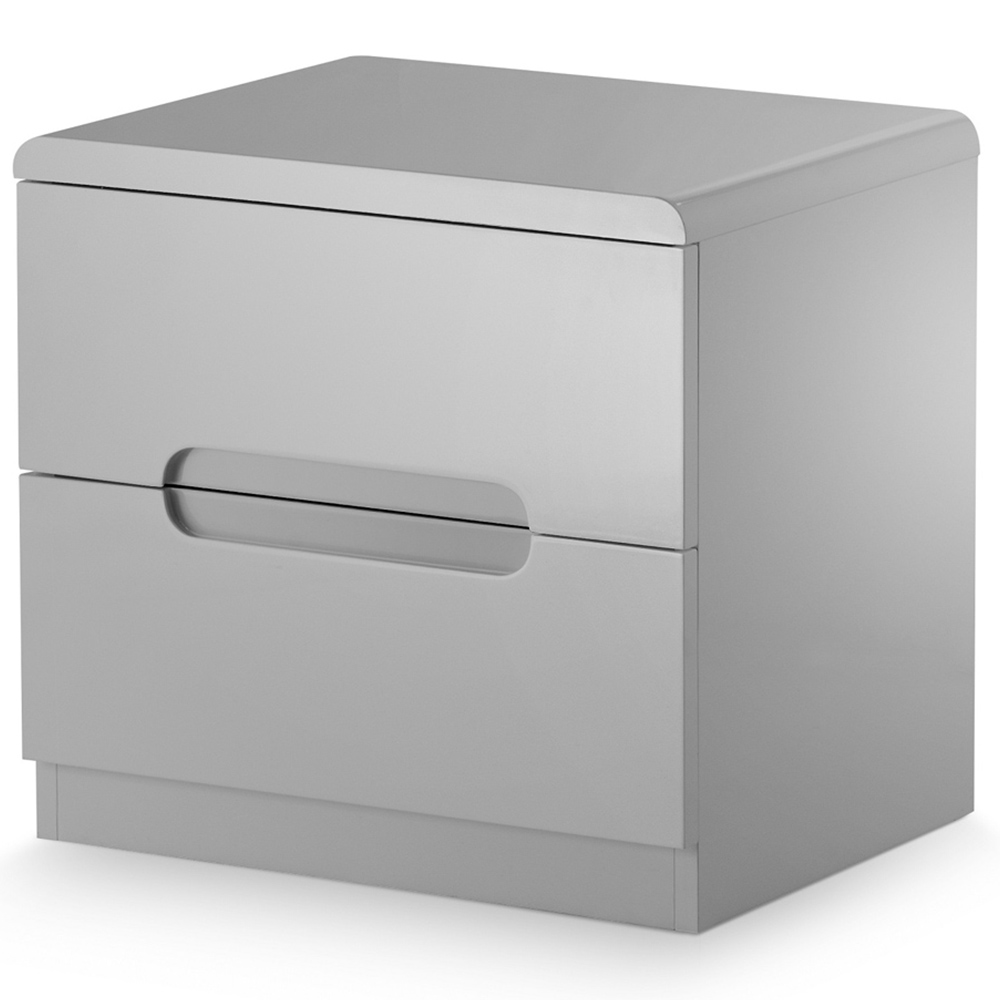 Julian Bowen Manhattan 2 Drawer Grey Bedside Table Image 2