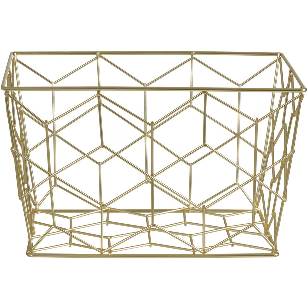 Premier Housewares Vertex Contour Matte Gold Storage Basket Image 1