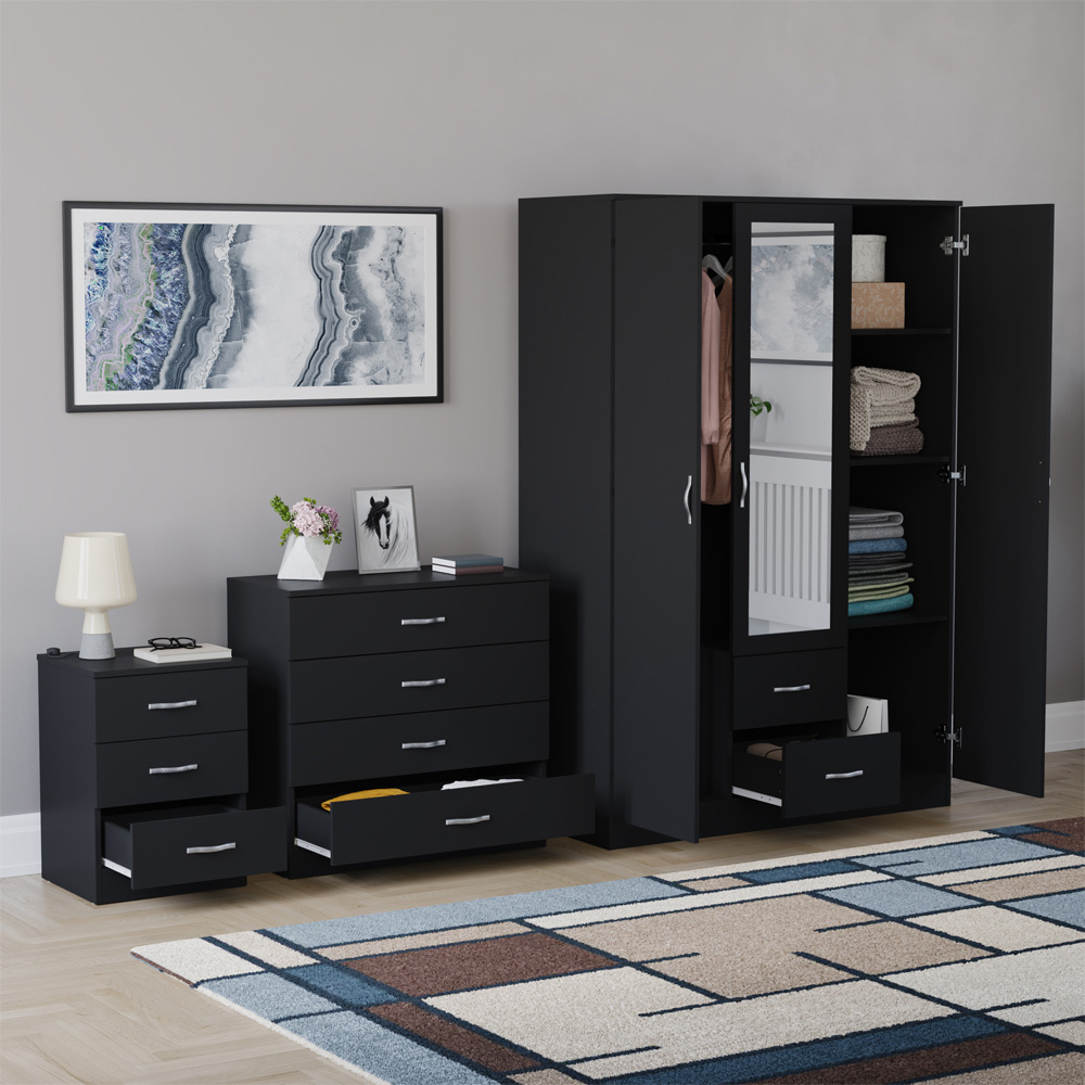 VIDA DESIGNS Riano Black 3 Piece Bedroom Furniture Set Image 5