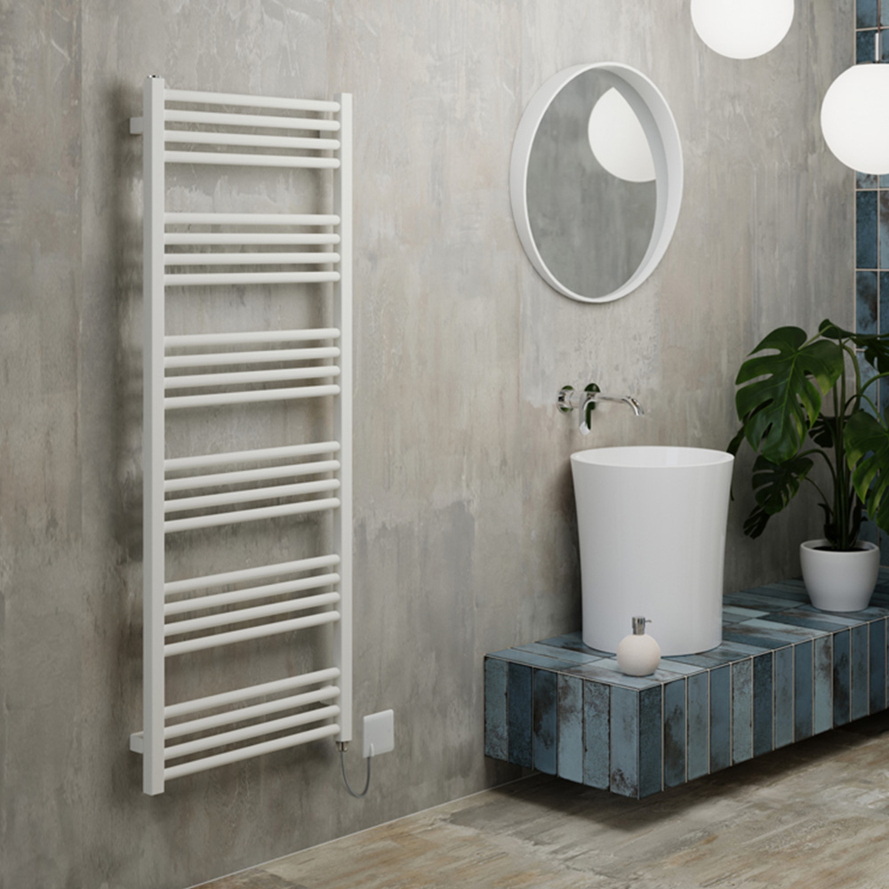 Terma Fiona E Soft Matt White Electric Towel Rail 1380 x 500mm Image 2