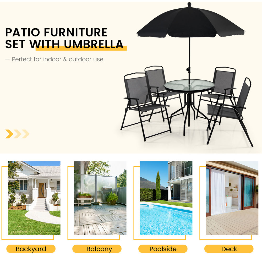 Costway 4 Seater Grey Patio Dining Set Image 7