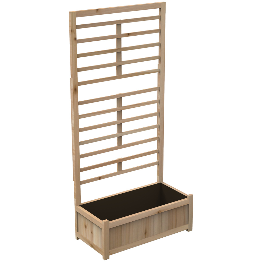 Garden Gear Natural Raised Wooden Planter with Climber Trellis Image 1