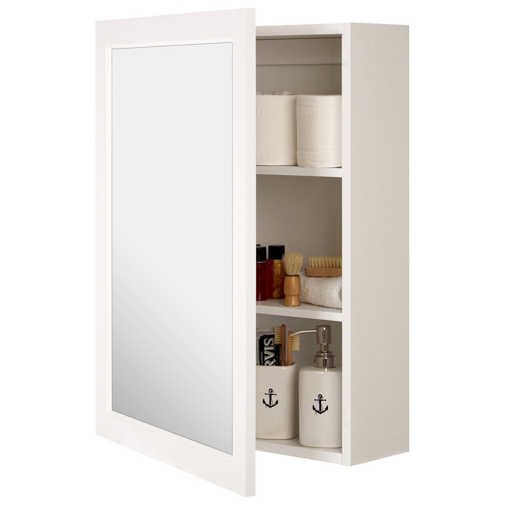 Premier Housewares White Mirror Bathroom Cabinet Image 3