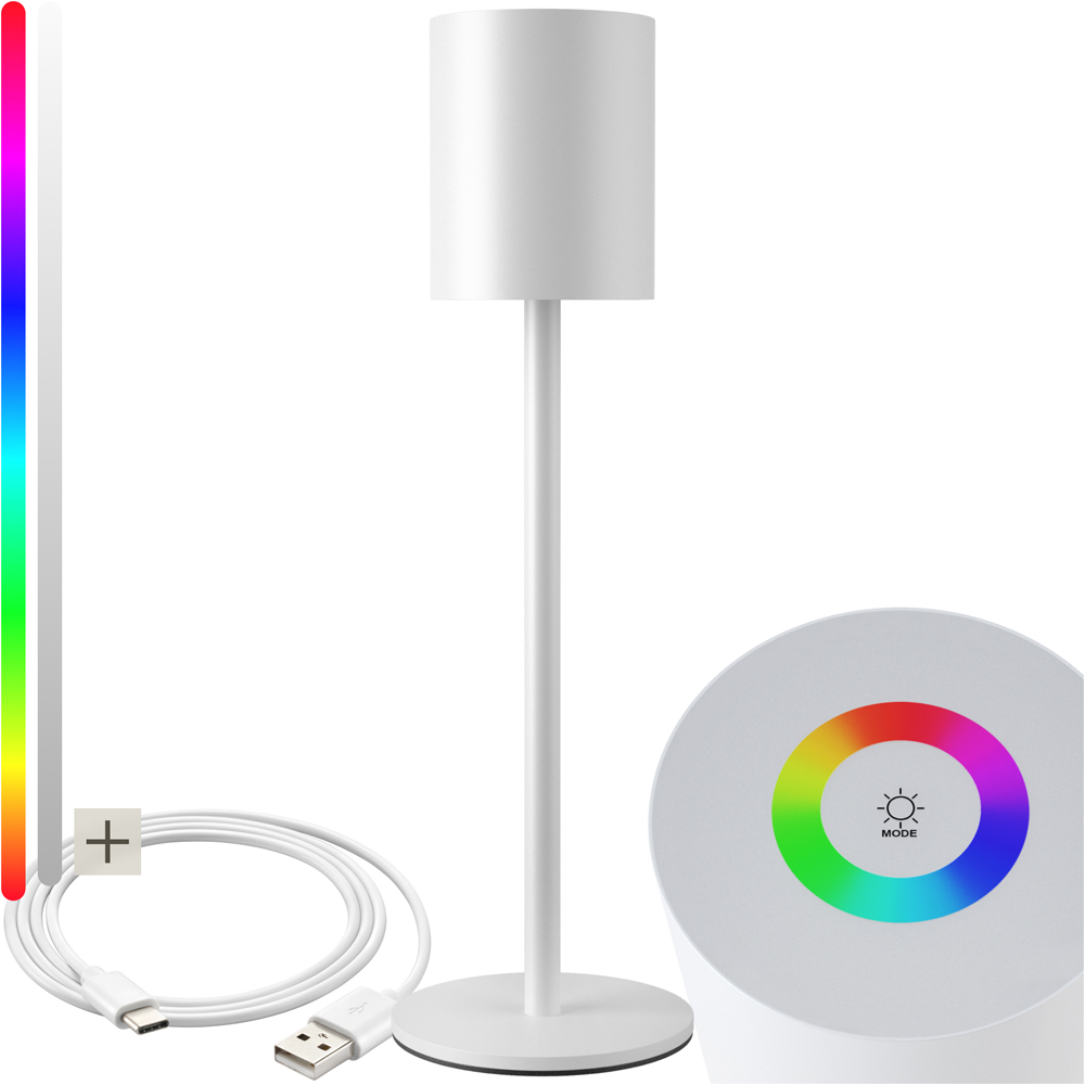 tectake Corly White Rechargeable Dimmable Table Lamp Image 3