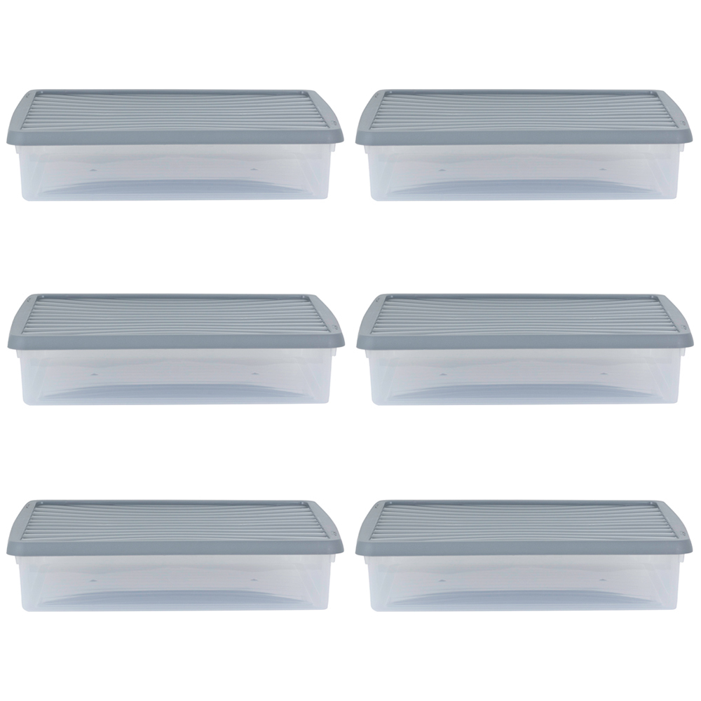 Wham 14.75L Clear Stackable Plastic Storage Box with Lid 6 Pack Image 1