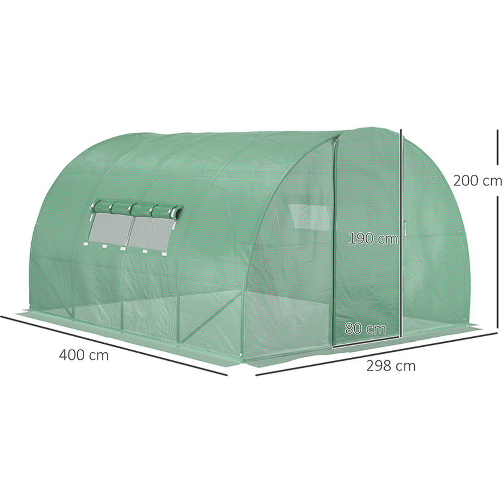 Outsunny Green Steel 10 x 13ft Walk In Polytunnel Greenhouse Image 8