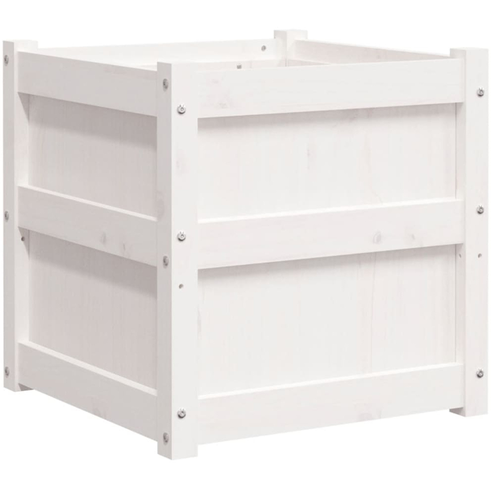 vidaXL White Solid Pine Wood Garden Planter 50cm 2 Pack Image 1