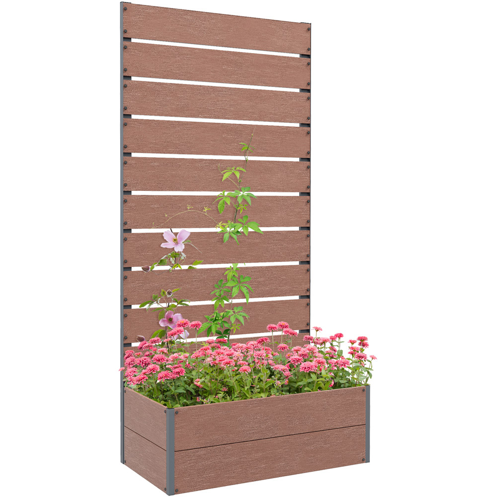Outsunny Brown Raised Garden Bed Planter Box with Trellis Image 1