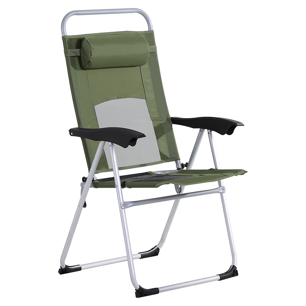 Outsunny 3 Position Folding Patio Armchair Green Image 1