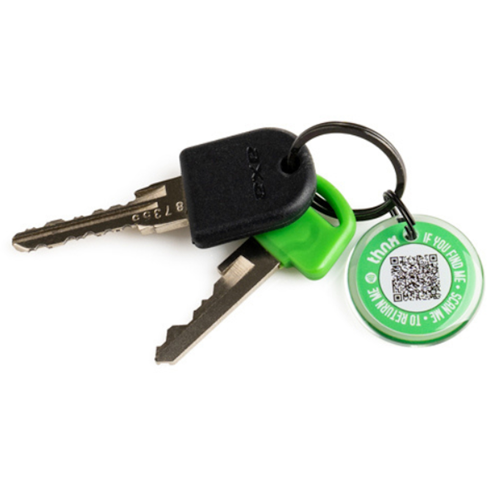 Thnx Green Small Airtag Keychain with QR Code Image 3
