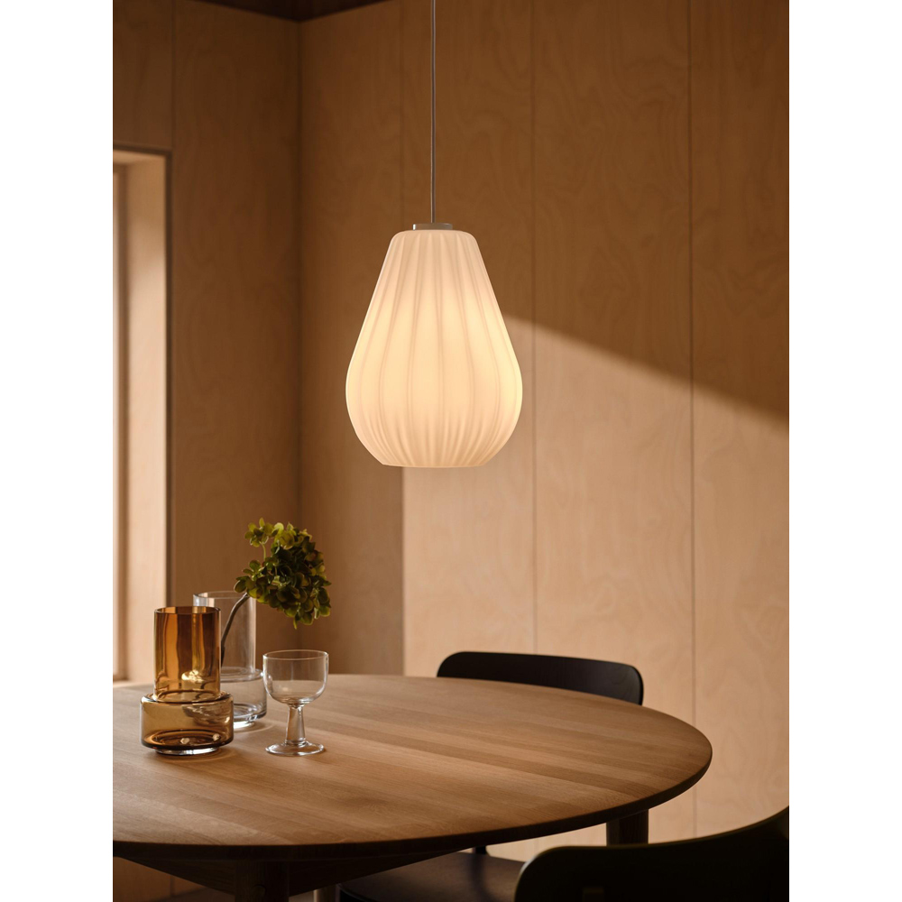 Nordlux Sallino White Pleated Opal Glass Shade Pendant Light Image 2