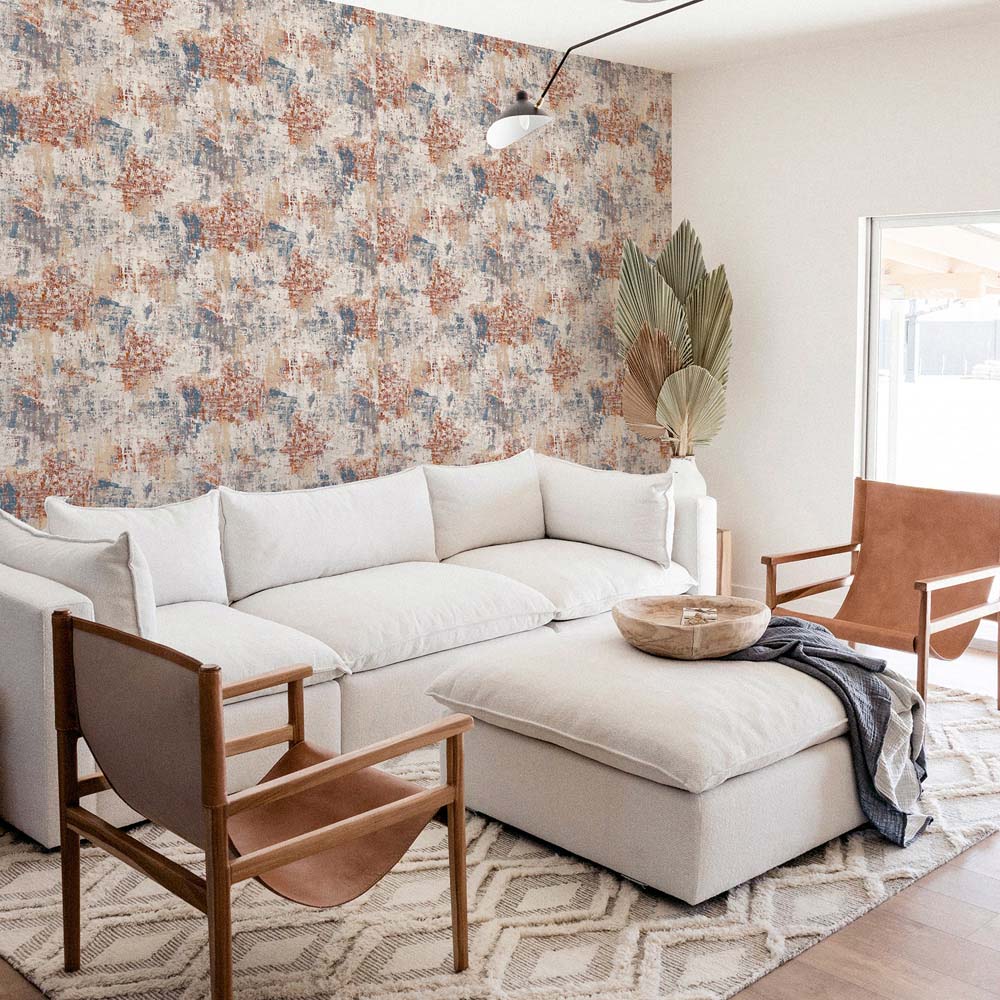 Arthouse Abstract Textured Copper and Navy Wallpaper Image 4