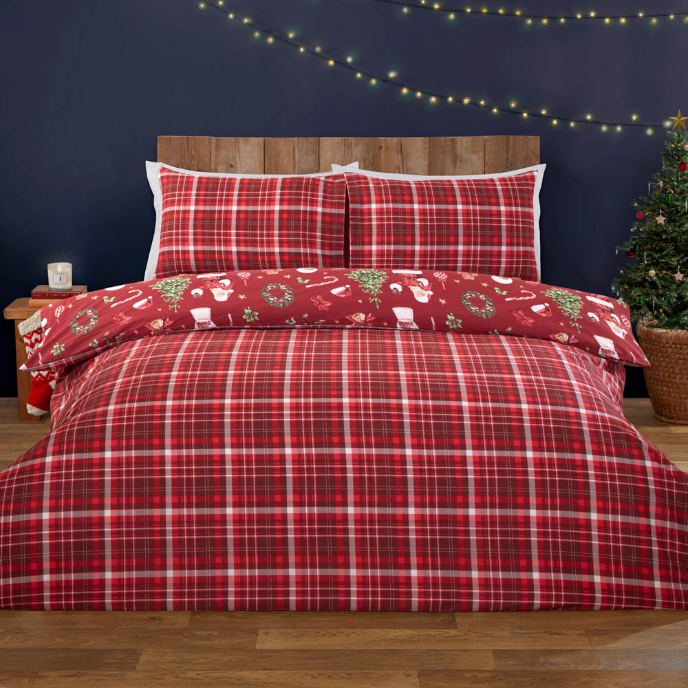Festive Santa Duvet Set  - Red / Double Image 2