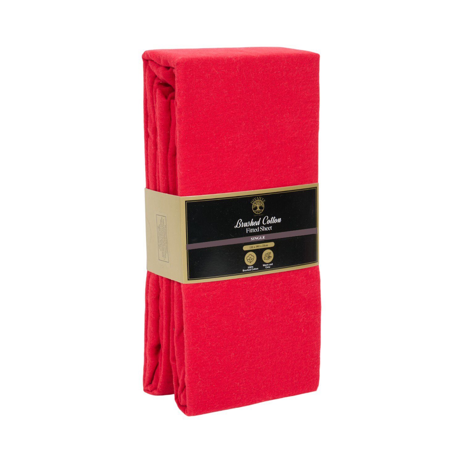 Cosy Brushed Cotton Fitted Sheet Red Single Image 2