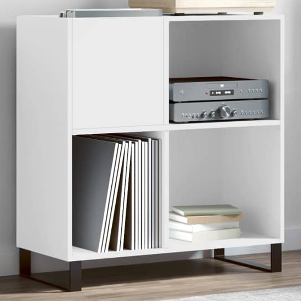 vidaXL 3 Shelf White Record Cabinet Image 1